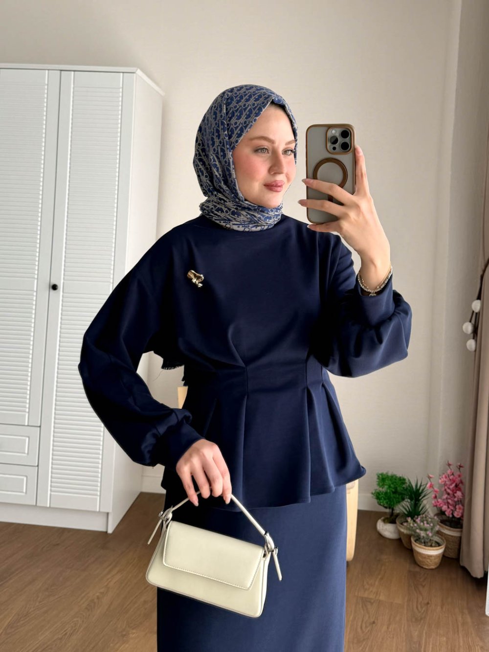 Kuşaklı Gofre Elbise  Siyah