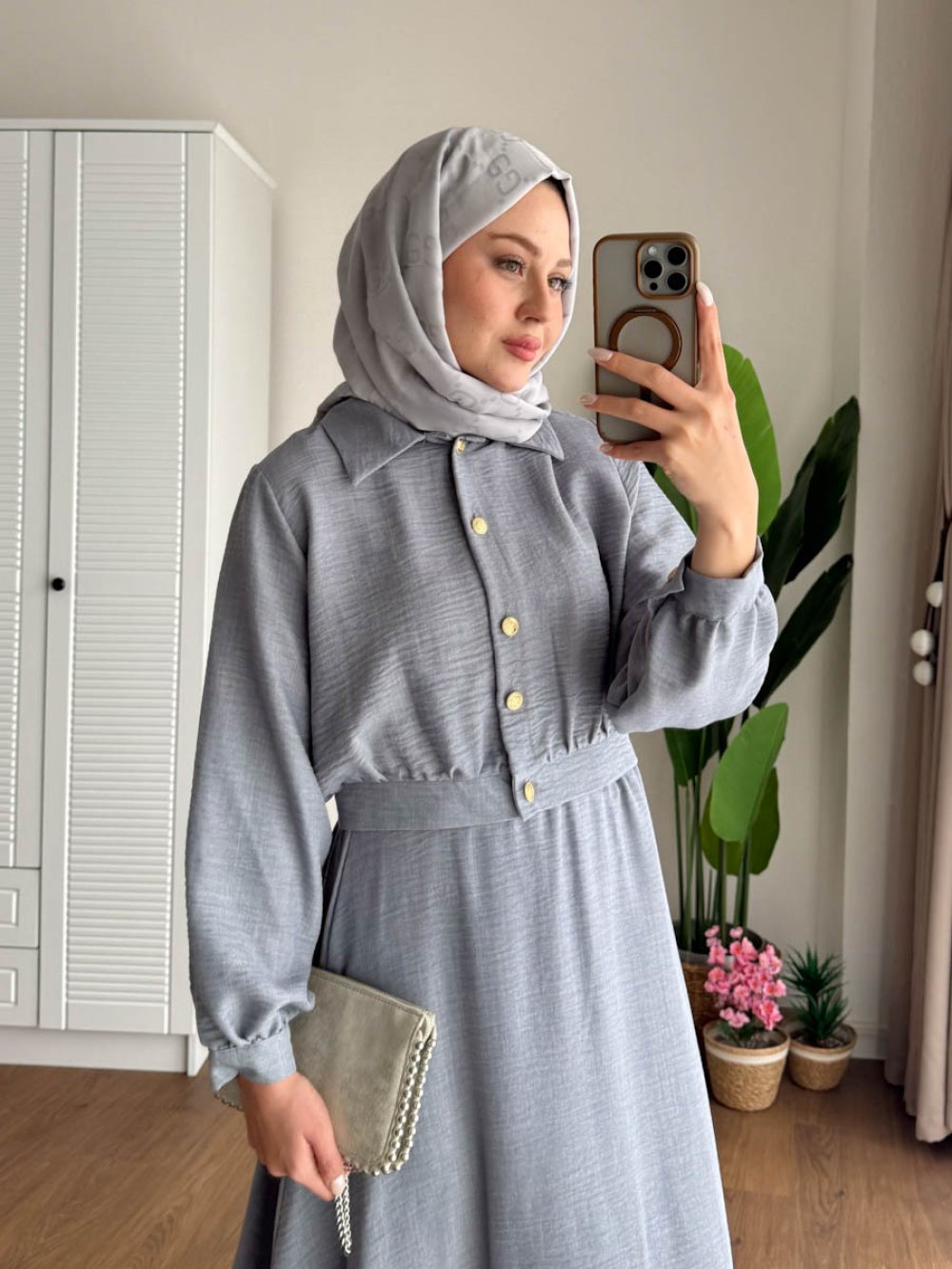 Kuşaklı Gofre Elbise  Siyah