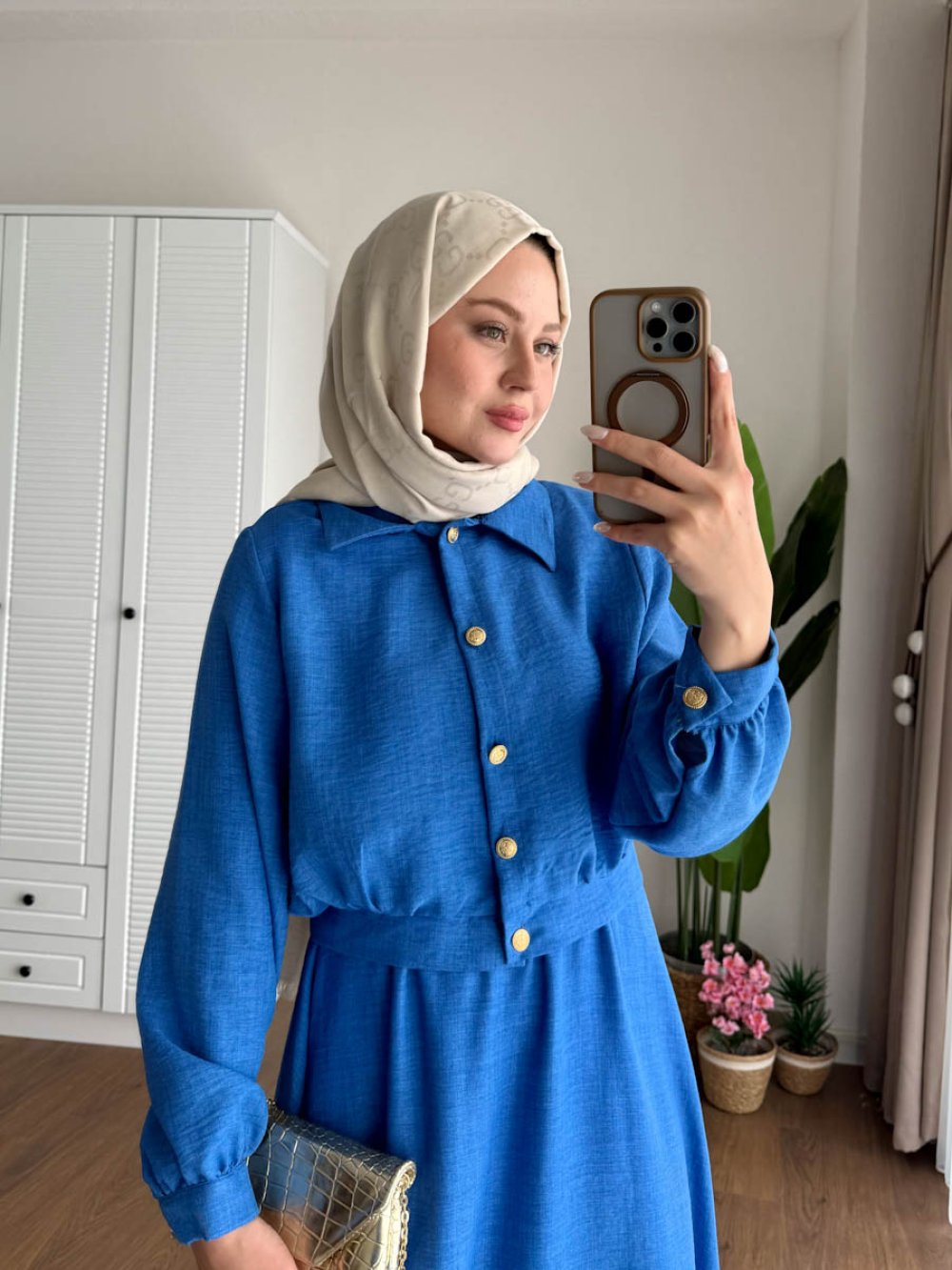 Kuşaklı Gofre Elbise  Siyah