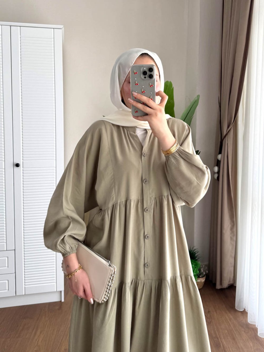 Kuşaklı Gofre Elbise  Siyah