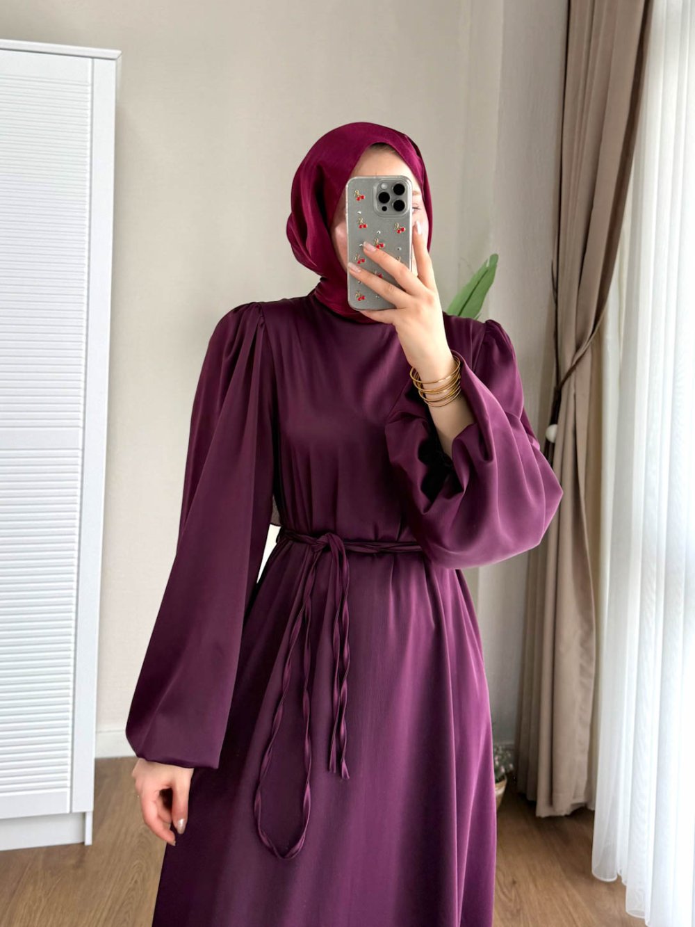 Kuşaklı Gofre Elbise  Siyah