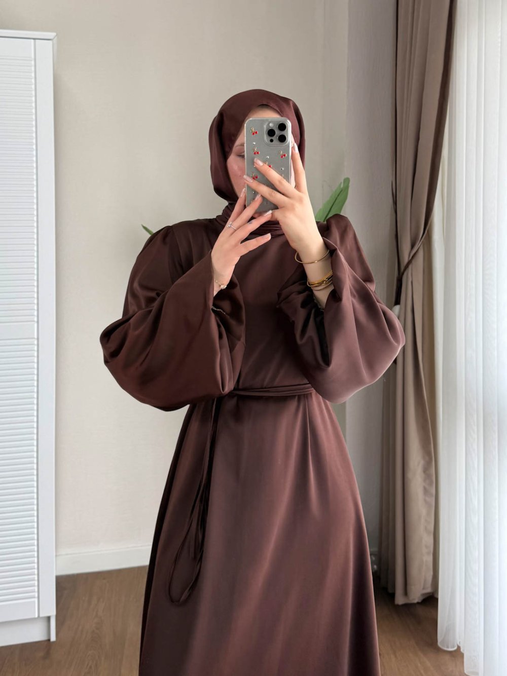 Kuşaklı Gofre Elbise  Siyah