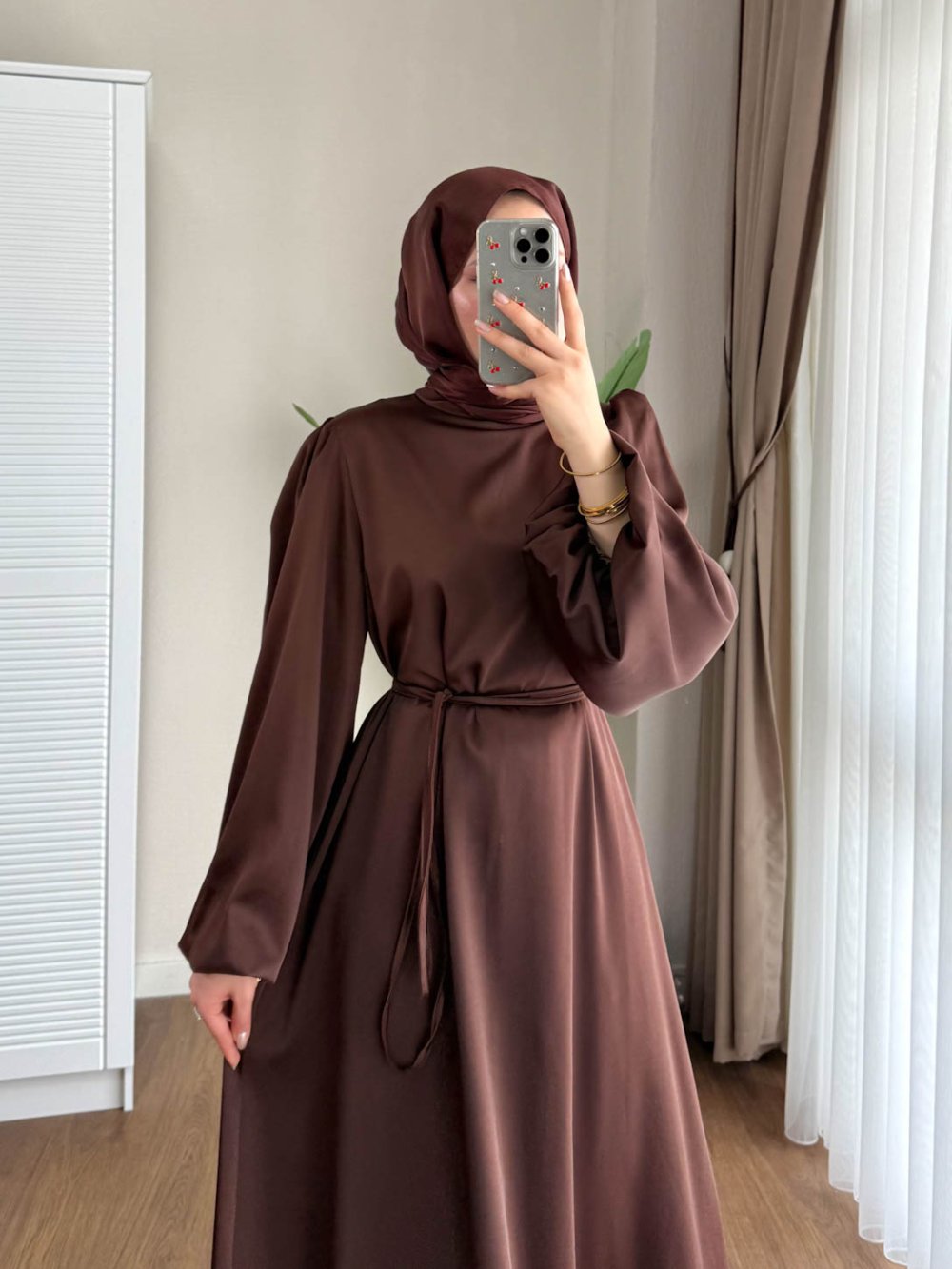 Kuşaklı Gofre Elbise  Siyah