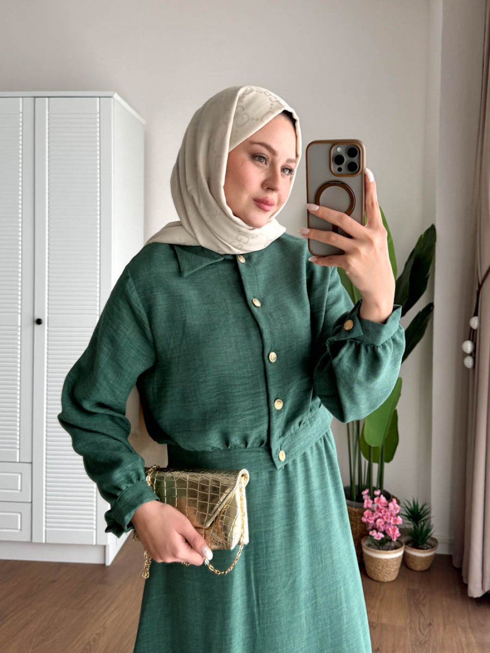 Kuşaklı Gofre Elbise  Siyah