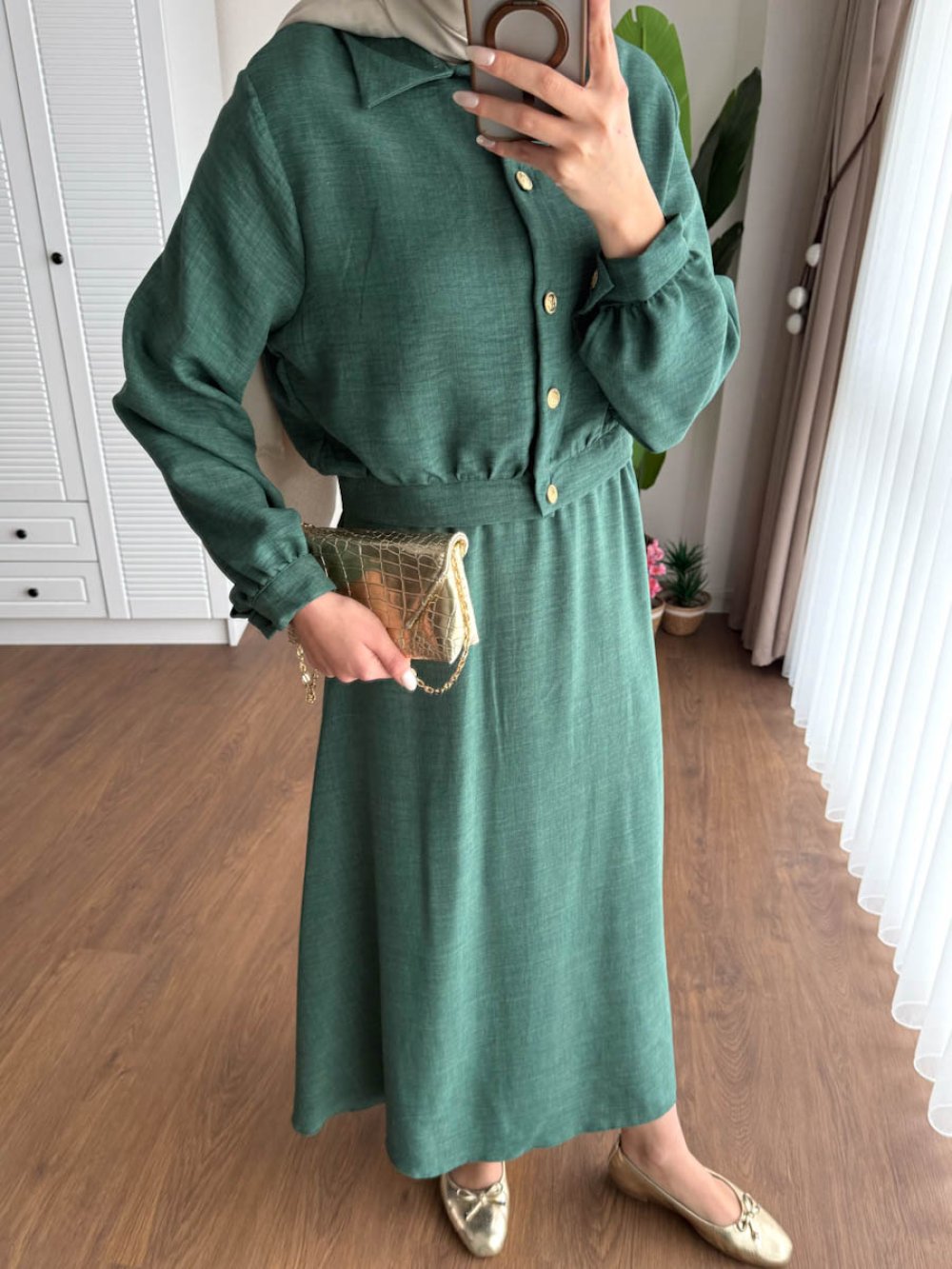 Kuşaklı Gofre Elbise  Siyah