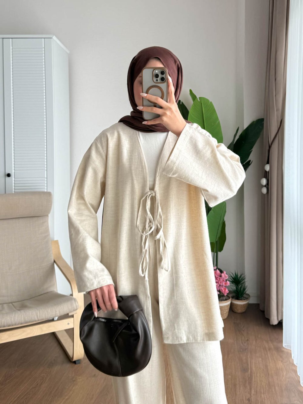 Kuşaklı Gofre Elbise  Siyah